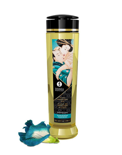 Shunga Massageolie Sensual Island Flowers - 240 ml - Erotiekvoordeel.nl