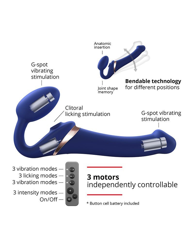 Strap-On-Me Vibrerende Strapless Voorbinddildo met luchtdruk stimulatie - paars-Erotiekvoordeel.nl