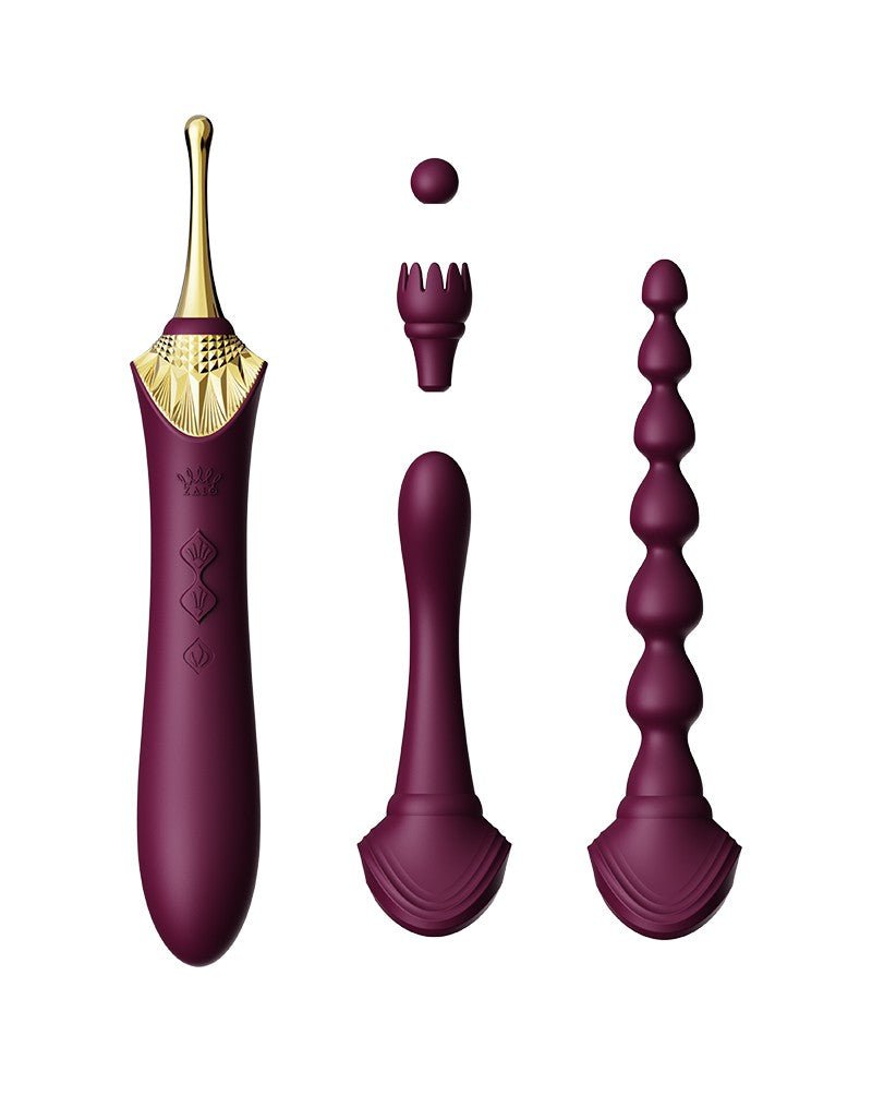 ZALO Verwarmde Pinpoint Clitoris Vibrator Bess 2 met extra opzetstukken - paars-Erotiekvoordeel.nl