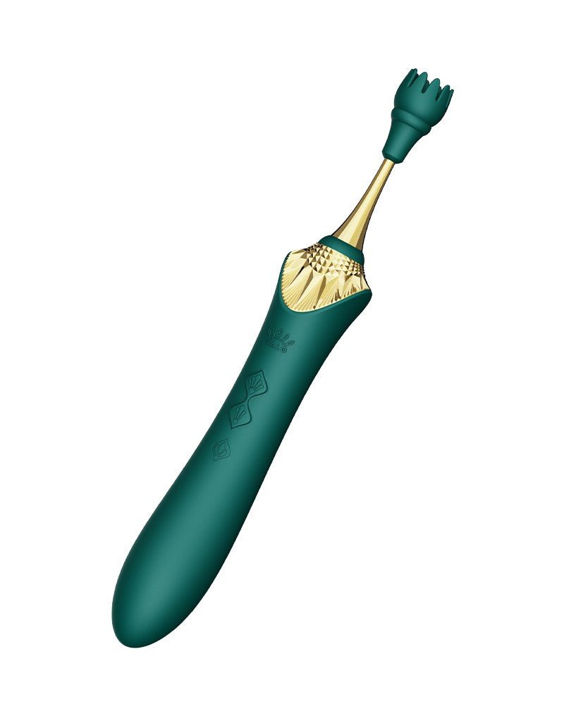 ZALO Verwarmde Pinpoint Clitoris Vibrator Bess 2 met extra opzetstukken - smaragdgroen-Erotiekvoordeel.nl