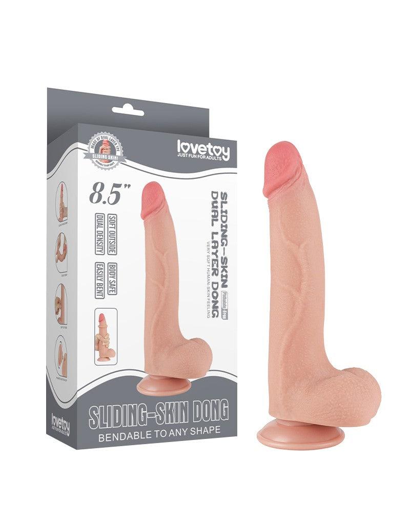 LoveToy - Dildo - Schuifhuid Dildo - Lengte 20 cm - Diameter 4 cm - Lichte Huidskleur - TPE-Erotiekvoordeel.nl