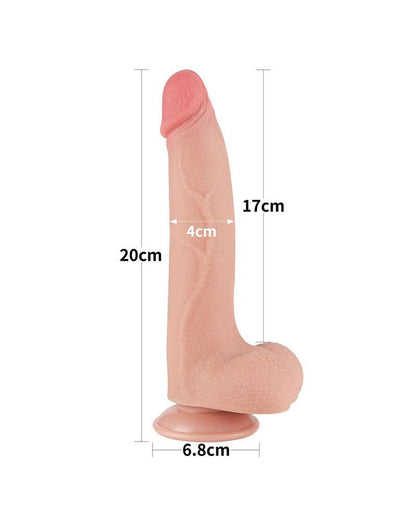 LoveToy - Dildo - Schuifhuid Dildo - Lengte 20 cm - Diameter 4 cm - Lichte Huidskleur - TPE-Erotiekvoordeel.nl