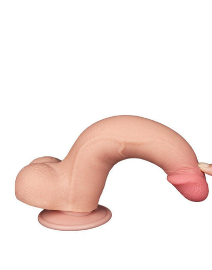 LoveToy - Dildo - Schuifhuid Dildo - Lengte 20 cm - Diameter 4 cm - Lichte Huidskleur - TPE-Erotiekvoordeel.nl