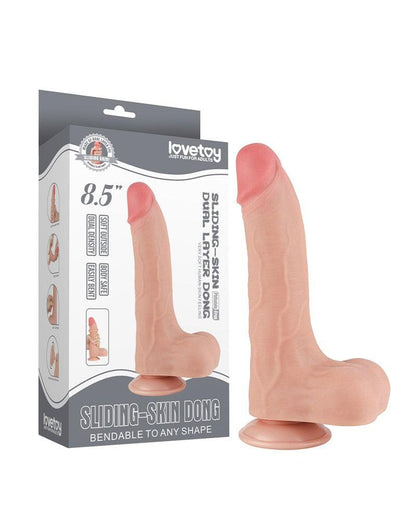 LoveToy - Dildoe - Schuifhuid Dildo 22 cm - Diameter 4.3 cm - Lichte Huidskleur-Erotiekvoordeel.nl