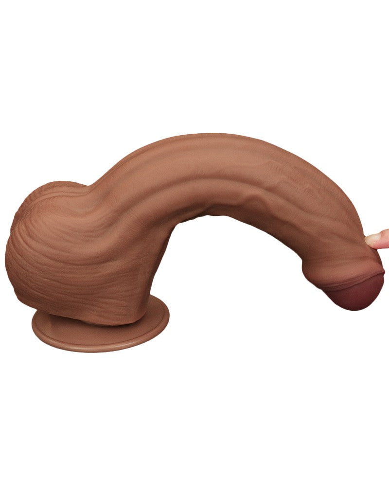 Lovetoy - Dildo -Sliding Skin Dildo - Lengte 29 cm - Bruin