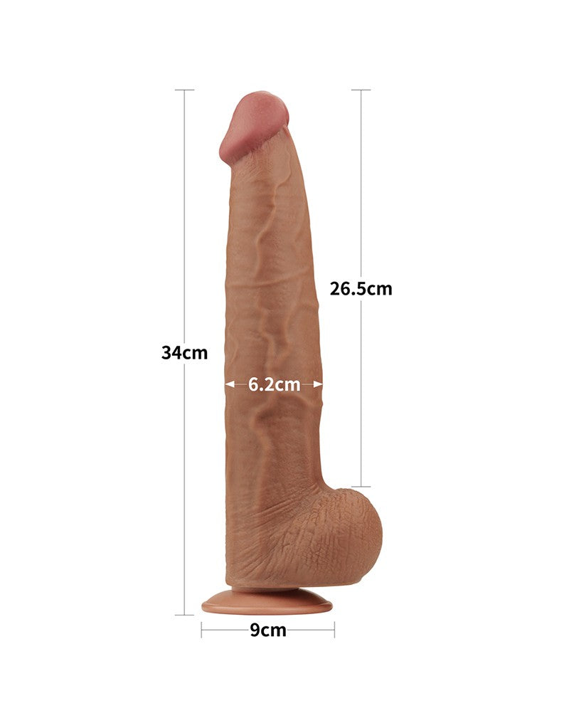 Lovetoy - Dildo - Gode à peau coulissante - Longueur 34 cm - Marron